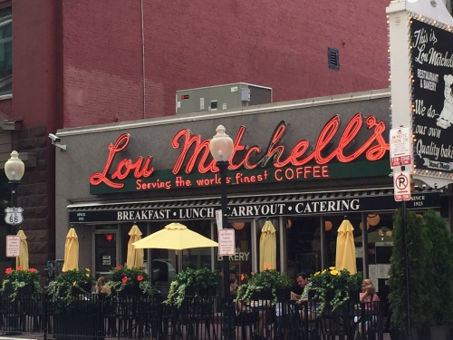 The Lou Mitchell's neon sign